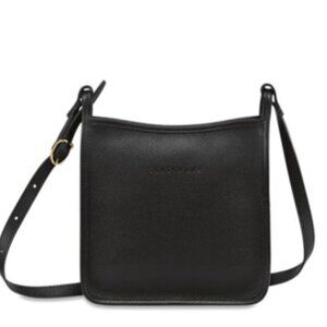 Longchamp Le Foulonné Small Zip Leather Crossbody Bag Black EUC